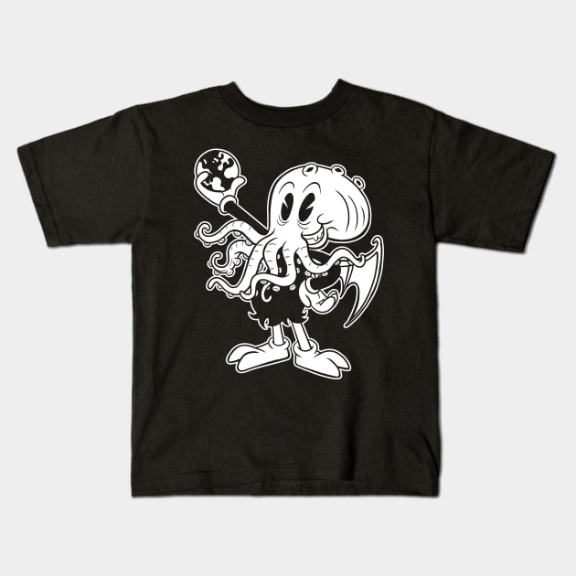 Lovecraft 30s Classic Cthulhu Old Cartoon Kids T-Shirt by Juandamurai